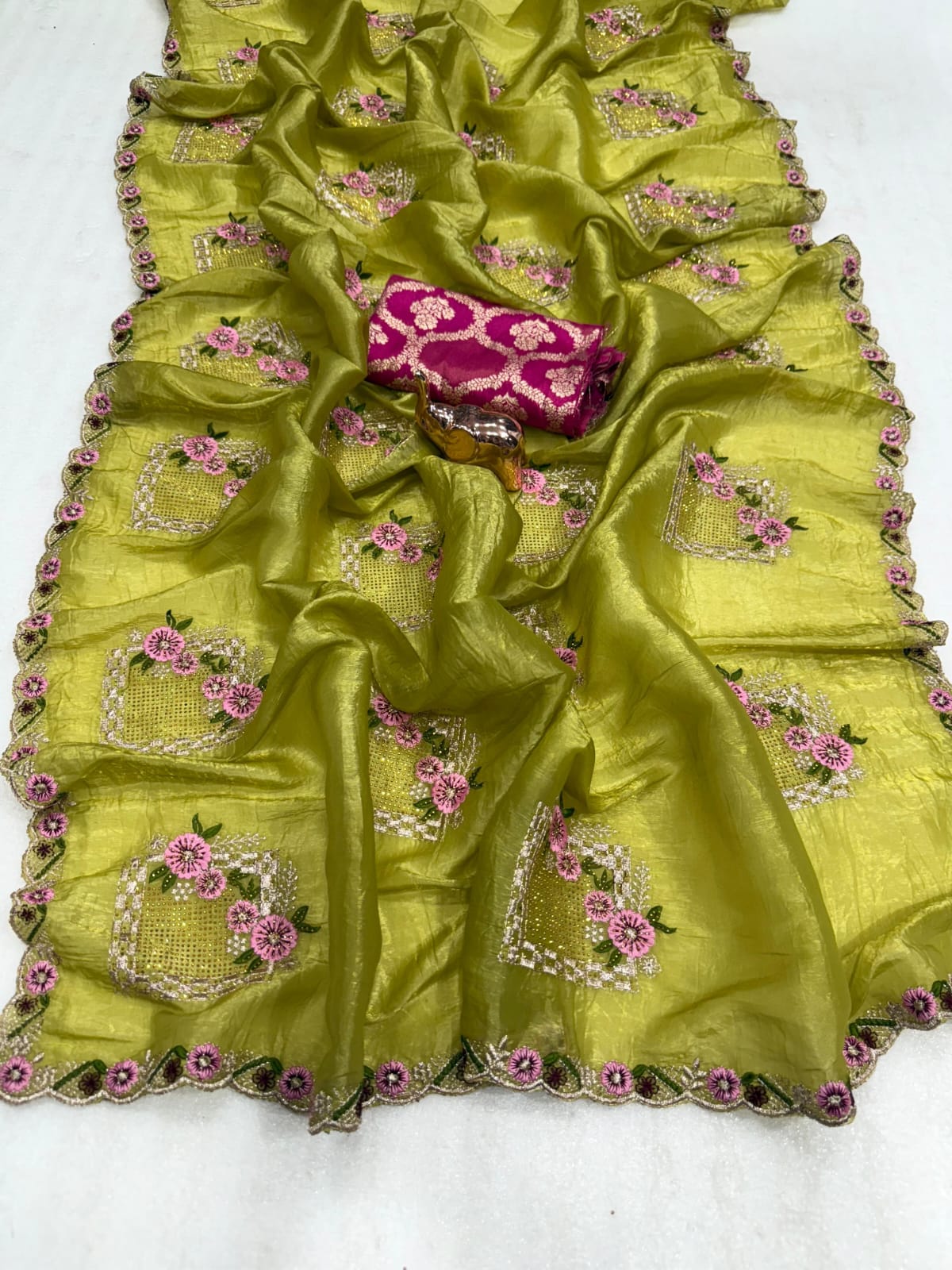 Pure paper silk crush saree
