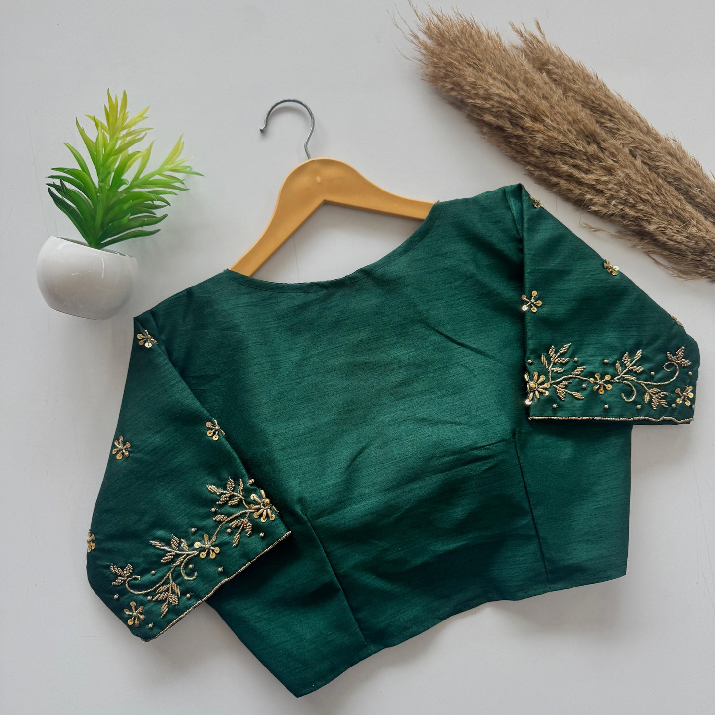Beautiful handwork all over back and sleeves ready made blouse