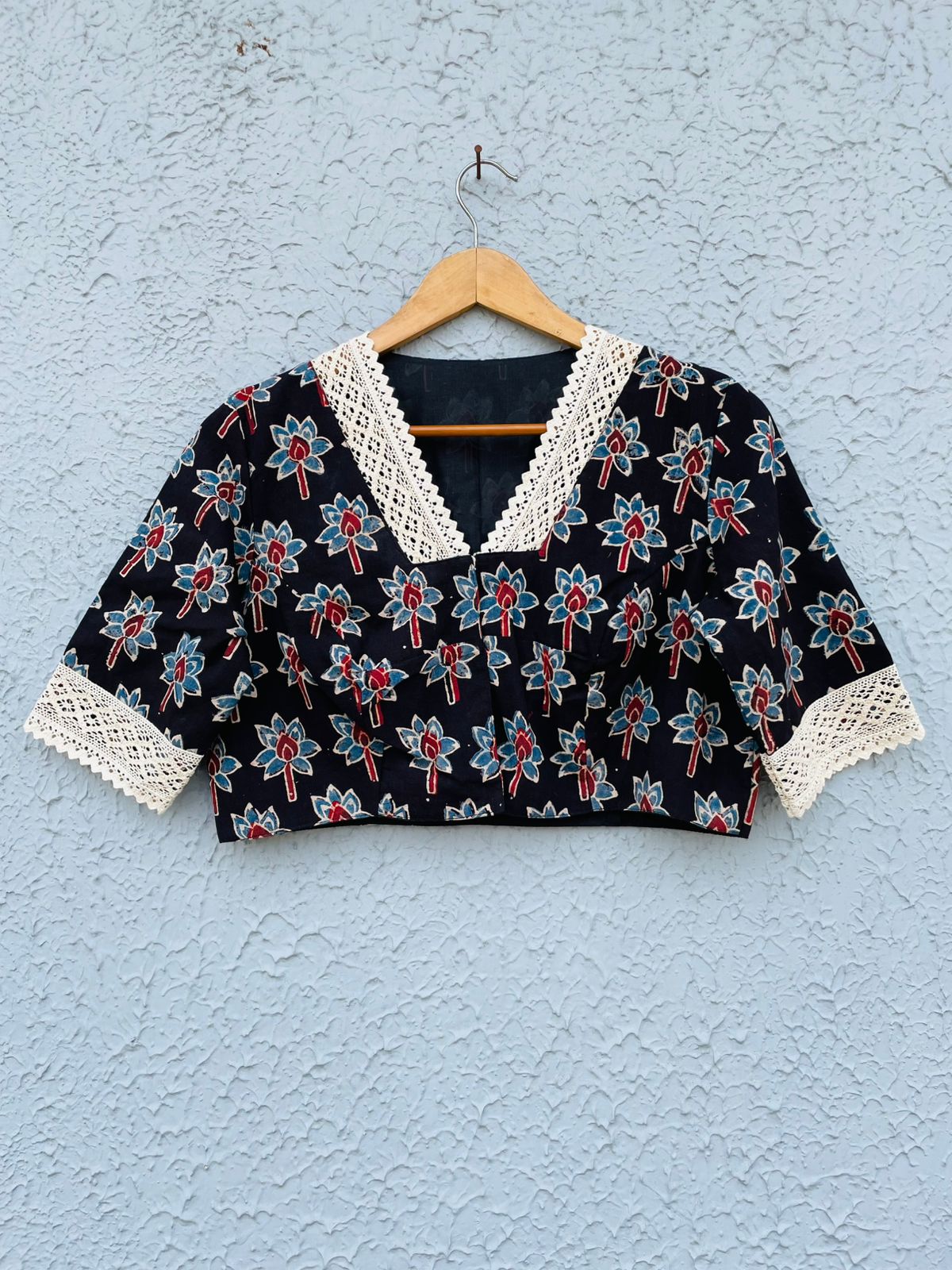 Cotton Printed With Lace Work - Premium Designer Blouse