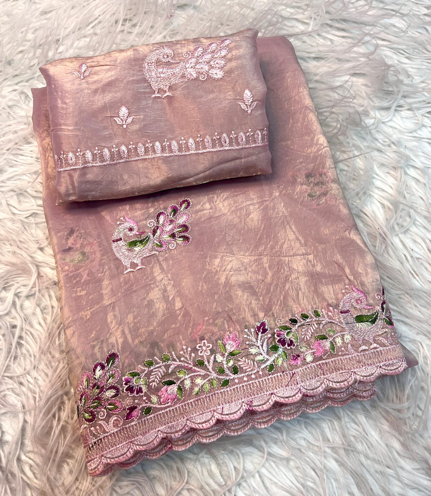 Soft Gold Crush Fabric Saree