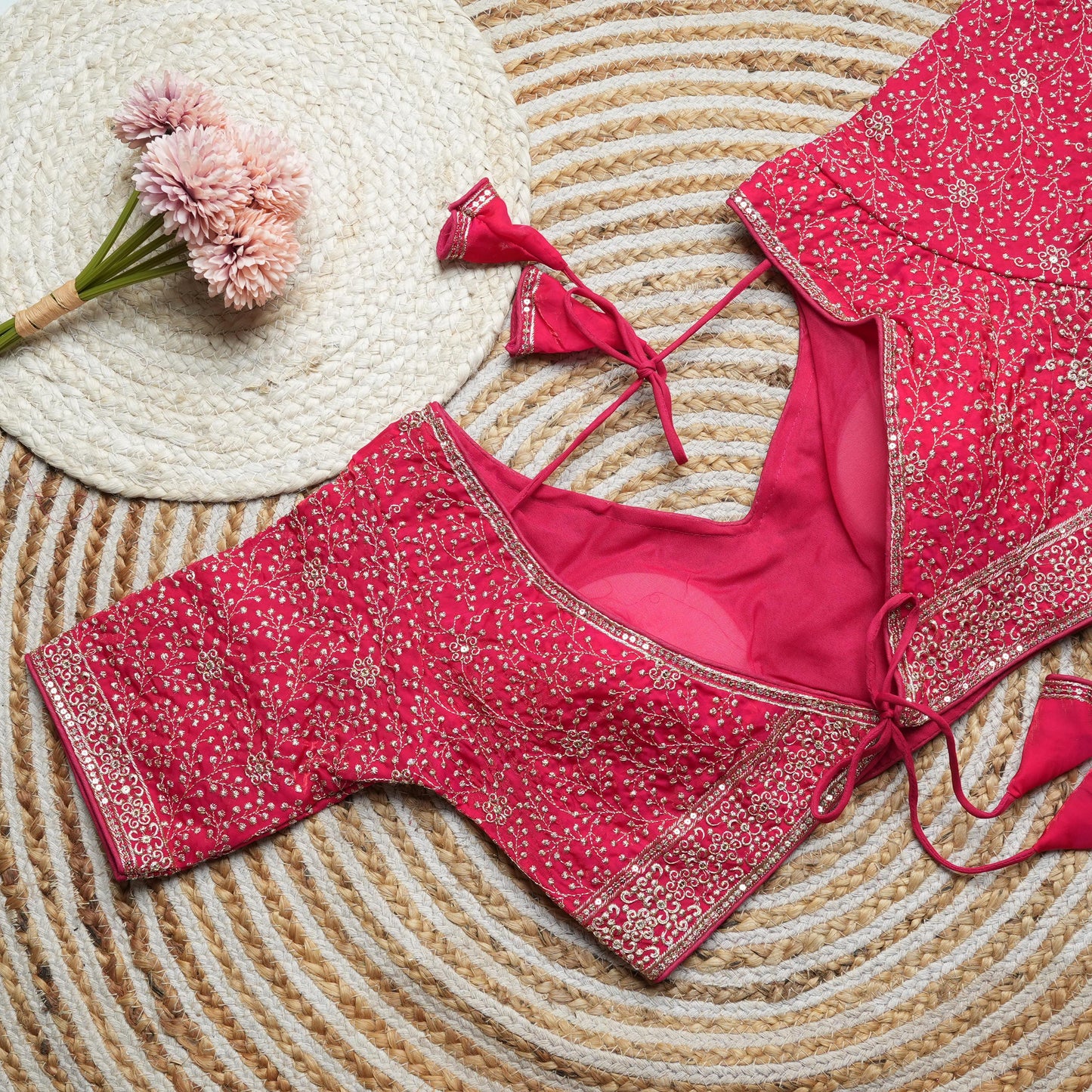 A beauty of golden embroidery work ready made blouses