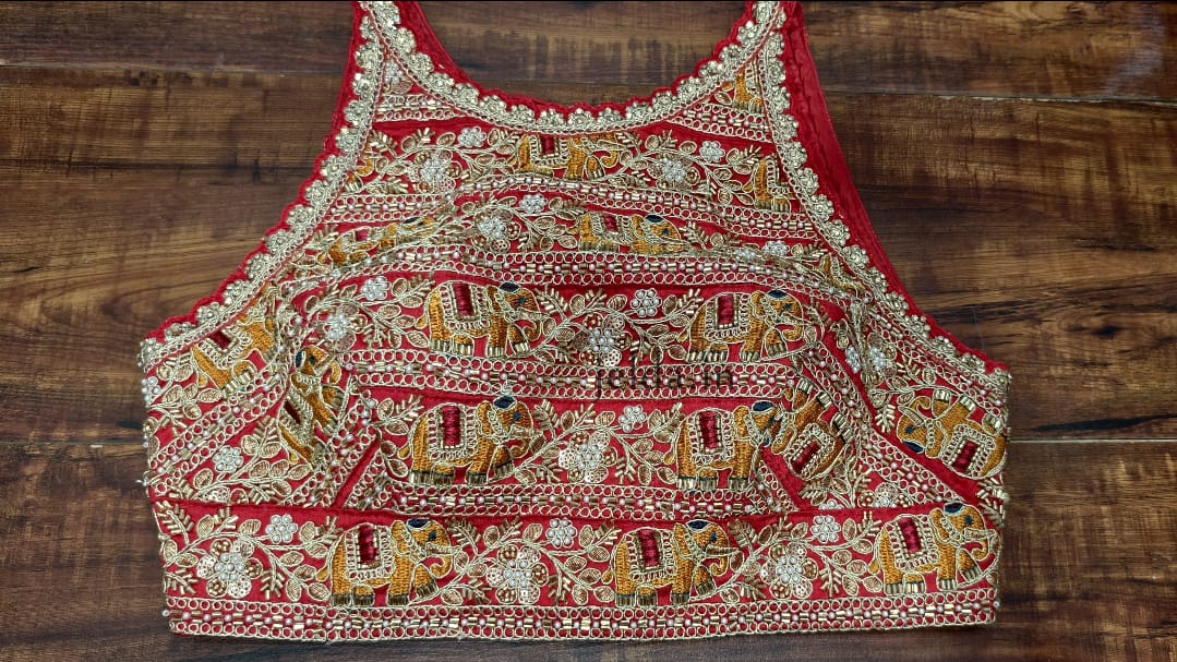 Heavy Embroidery work halter neck sleeveless - custom made blouses