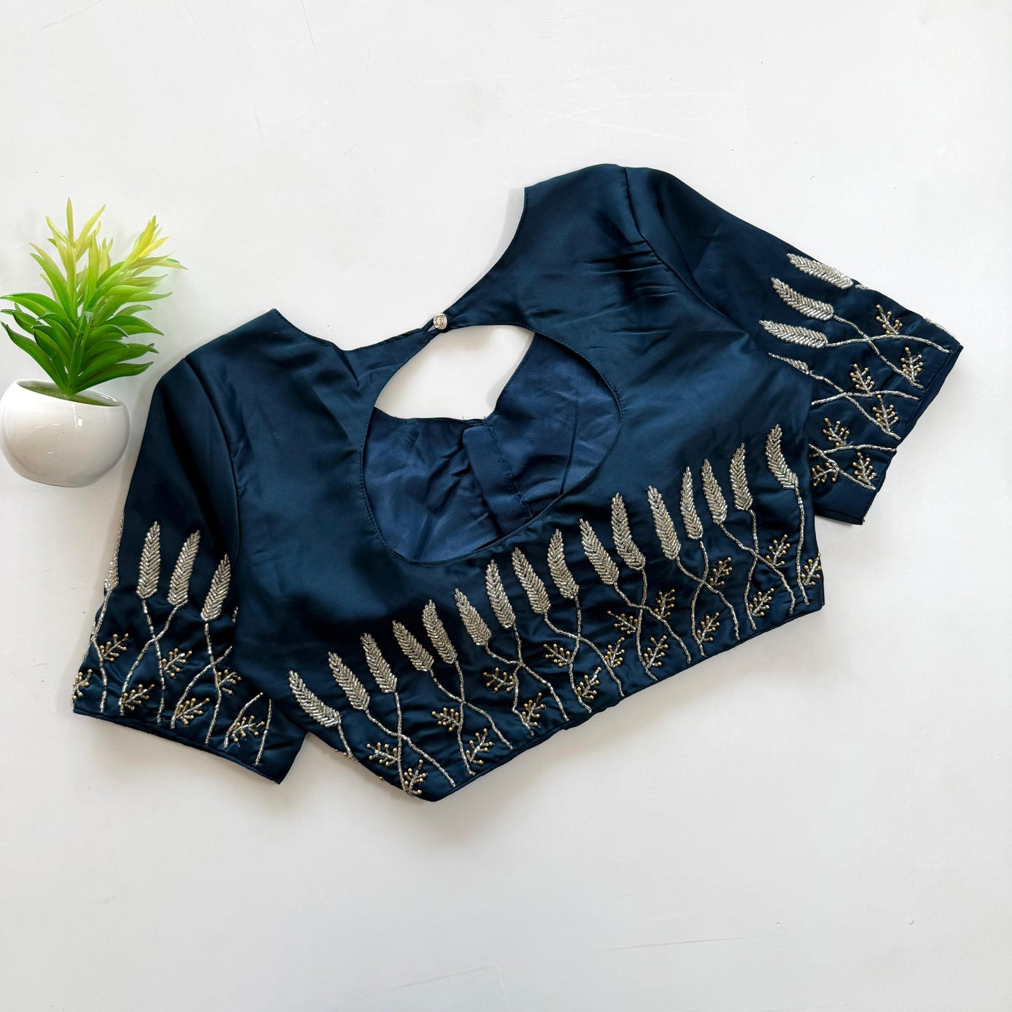 Beautiful handwork with pearl and kardana touch up all over ready made blouse