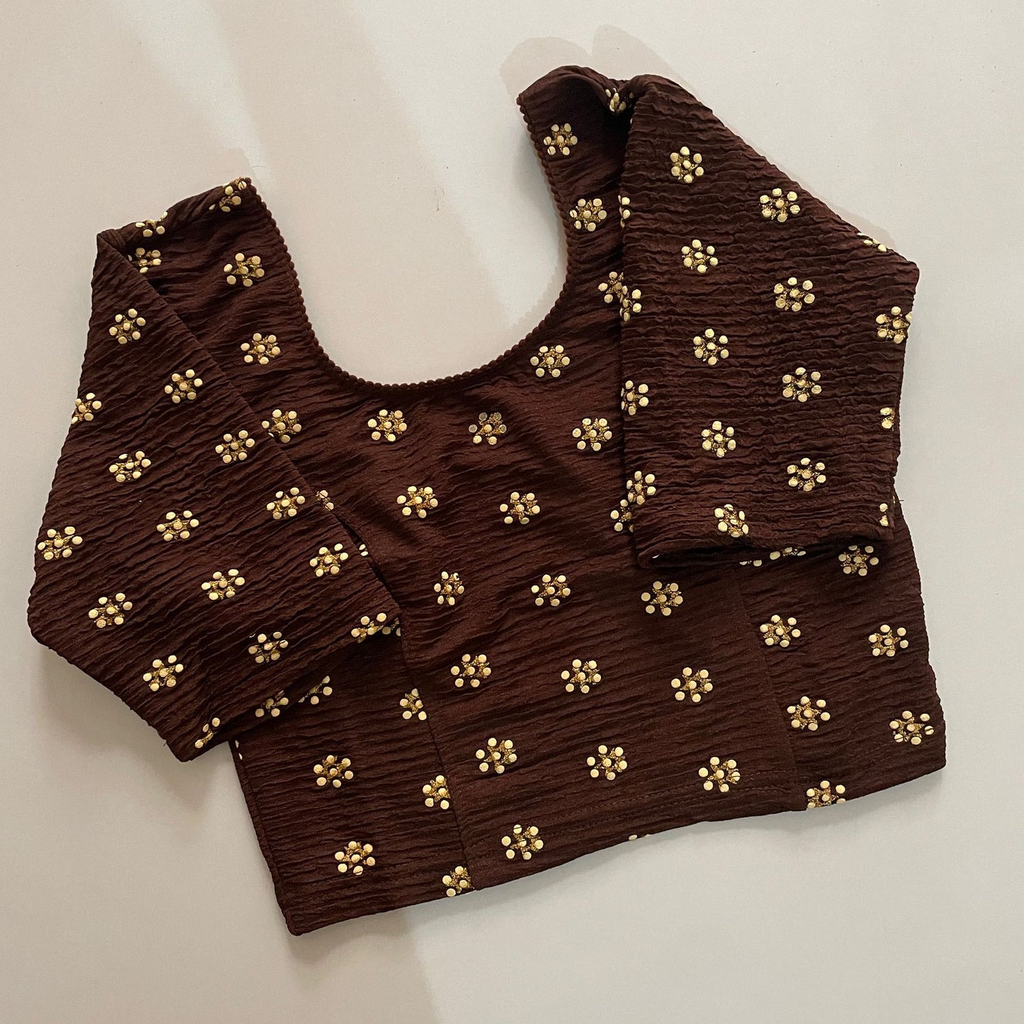 STRETCHABLE CRUSH WITH FOIL WORK - PREMIUM READY MADE BLOUSE