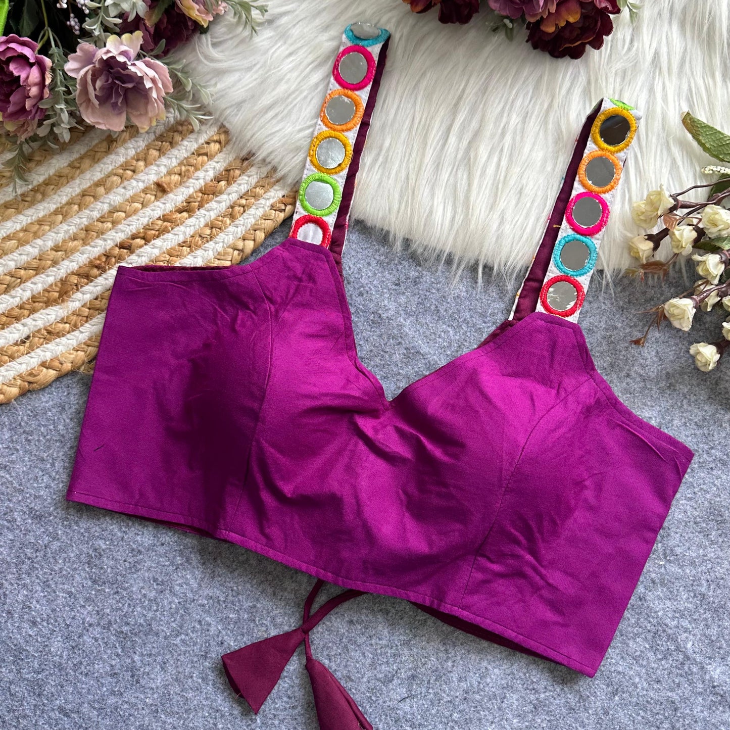 Spaghetti Style Real mirror ready made blouse