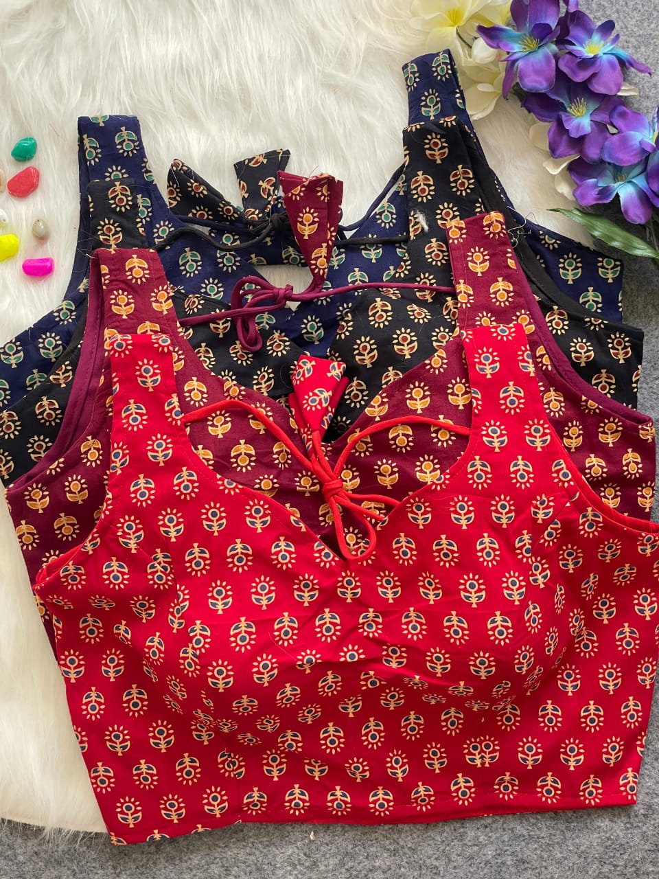 Ajrakh HandBlock Pure Cotton - Premium Readymade Blouse