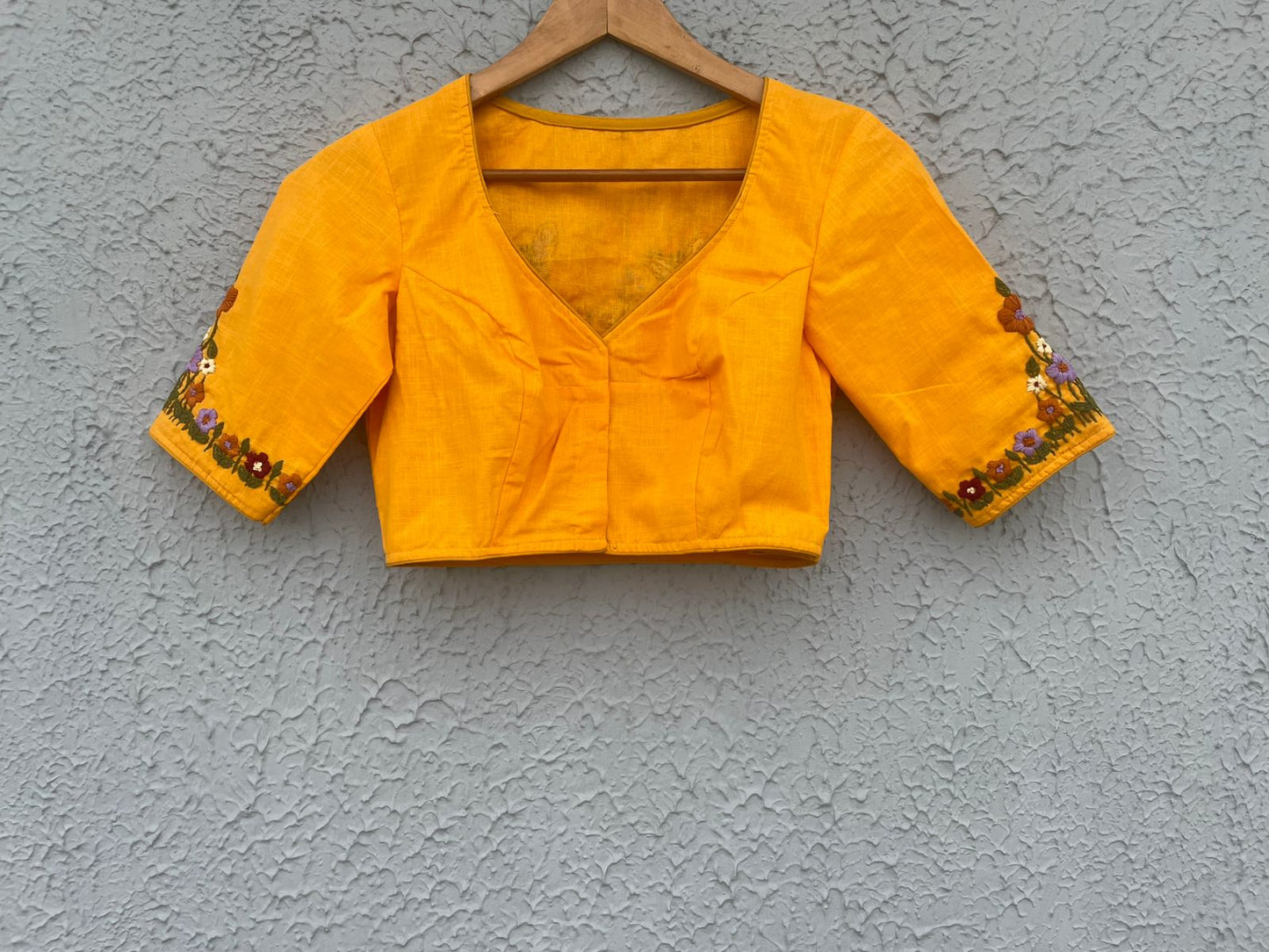 Cotton hand embroidered designer blouse