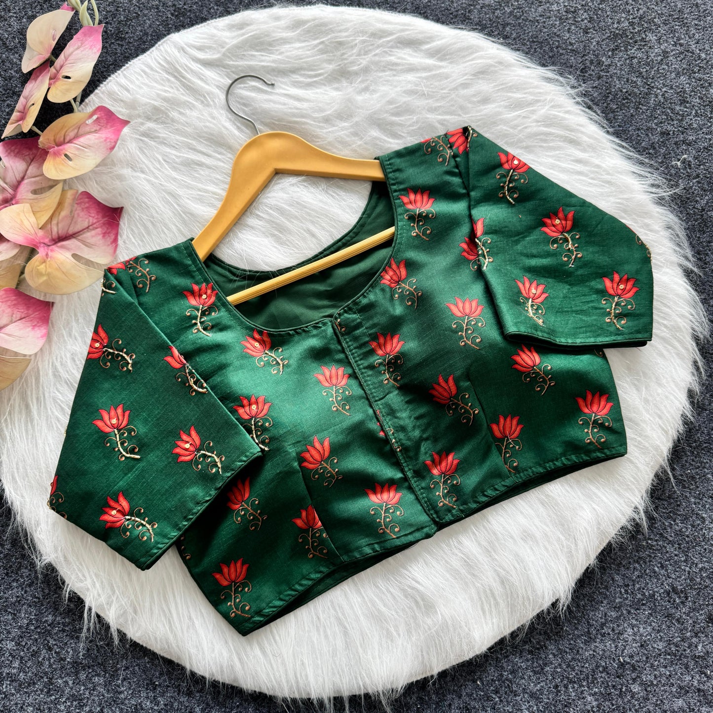 Pure silk fabric with Decent print ready made blouses