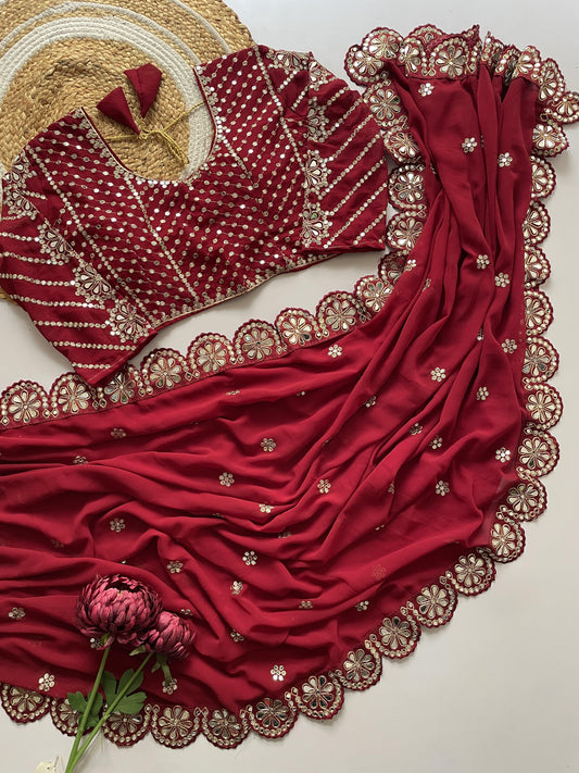 FAUX GEORGETTE WITH HEAVY SEQUINS EMBROIDERY WORK IN SAREE