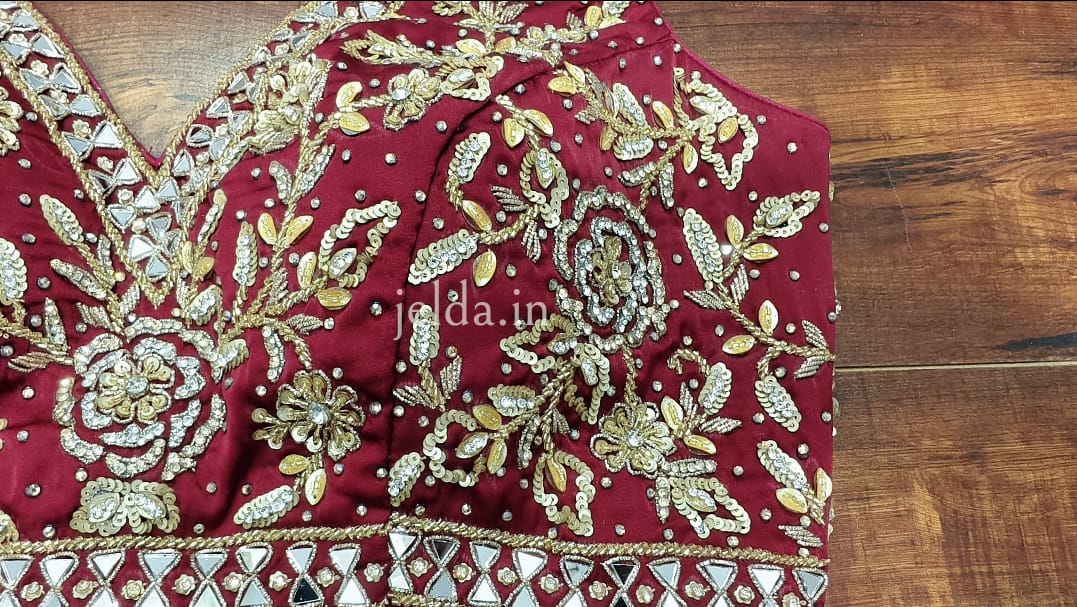 Heavy Embroidery work sleeveless - custom made blouses