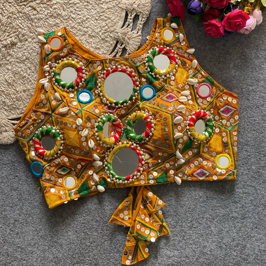 REAL MIRROR WITH MULTI THREAD WORK - PREMIUM READY MADE BLOUSE