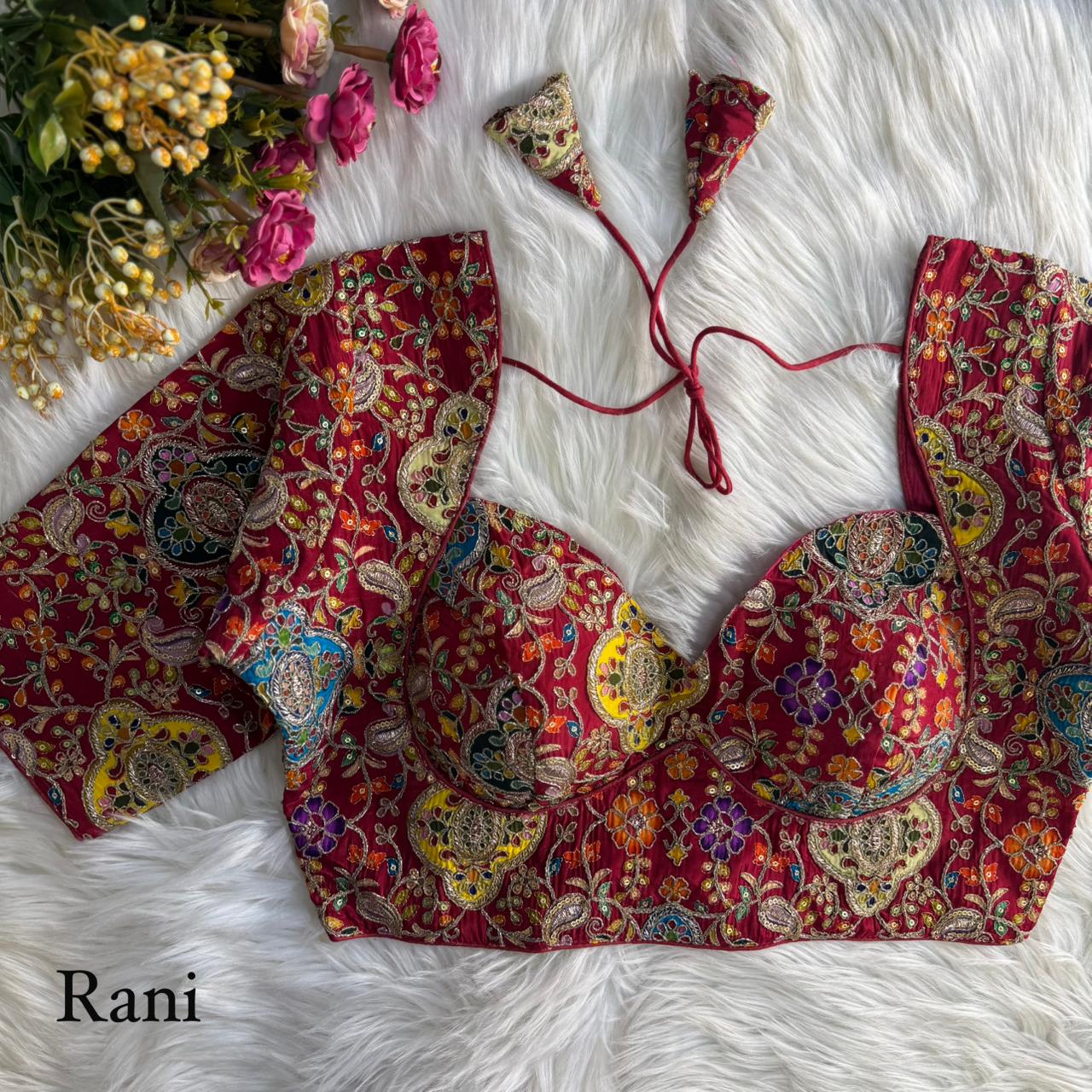 Heavy Embroidery With Beautiful Position Print ready made blouse