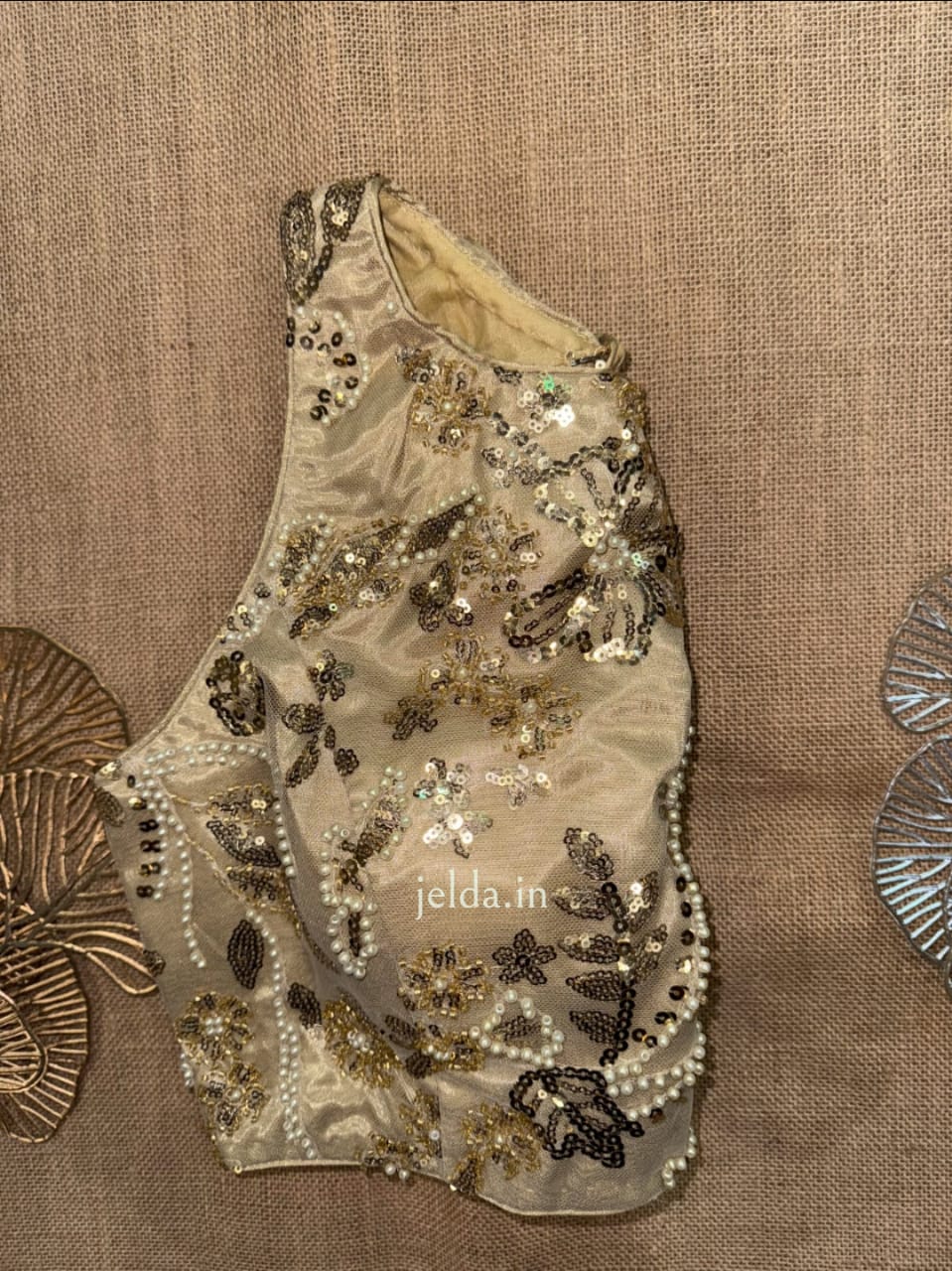 High-Neck Heavy Embroidered Blouses – Designer Sequin Edition