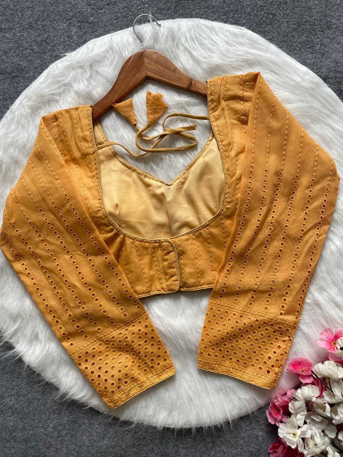 Pure Cotton Hakoba full sleeve ready made blouse