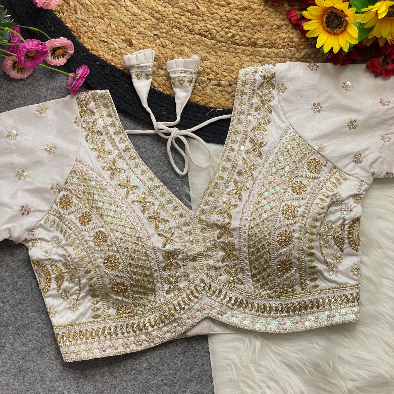 BEAUTIFUL APPLE CUT HEAVY CODDING+THREAD WORK BRIDAL  - PREMIUM READYMADE BLOUSE