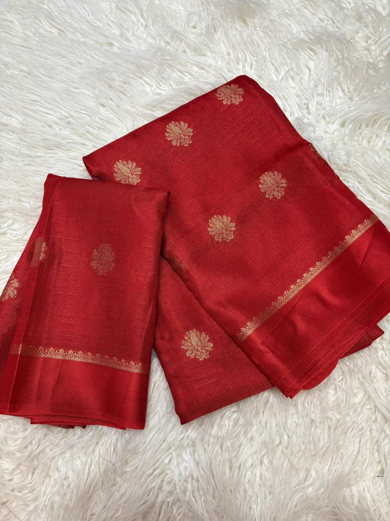 Pure viscose soft jute with satin patta border with jacquard putta sarees