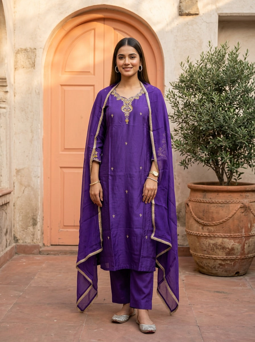 Premium golden zari work salwar suit