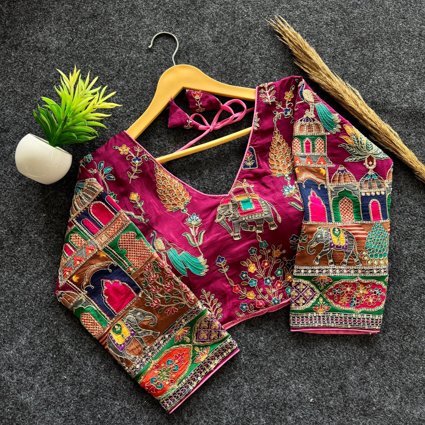 Beautiful flower print print all over blouse with embroidery work ready made blouse
