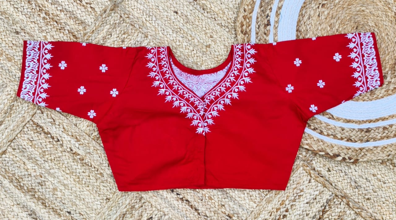 Kalka Embroidery Malai Cotton - Premium Readymade Blouse