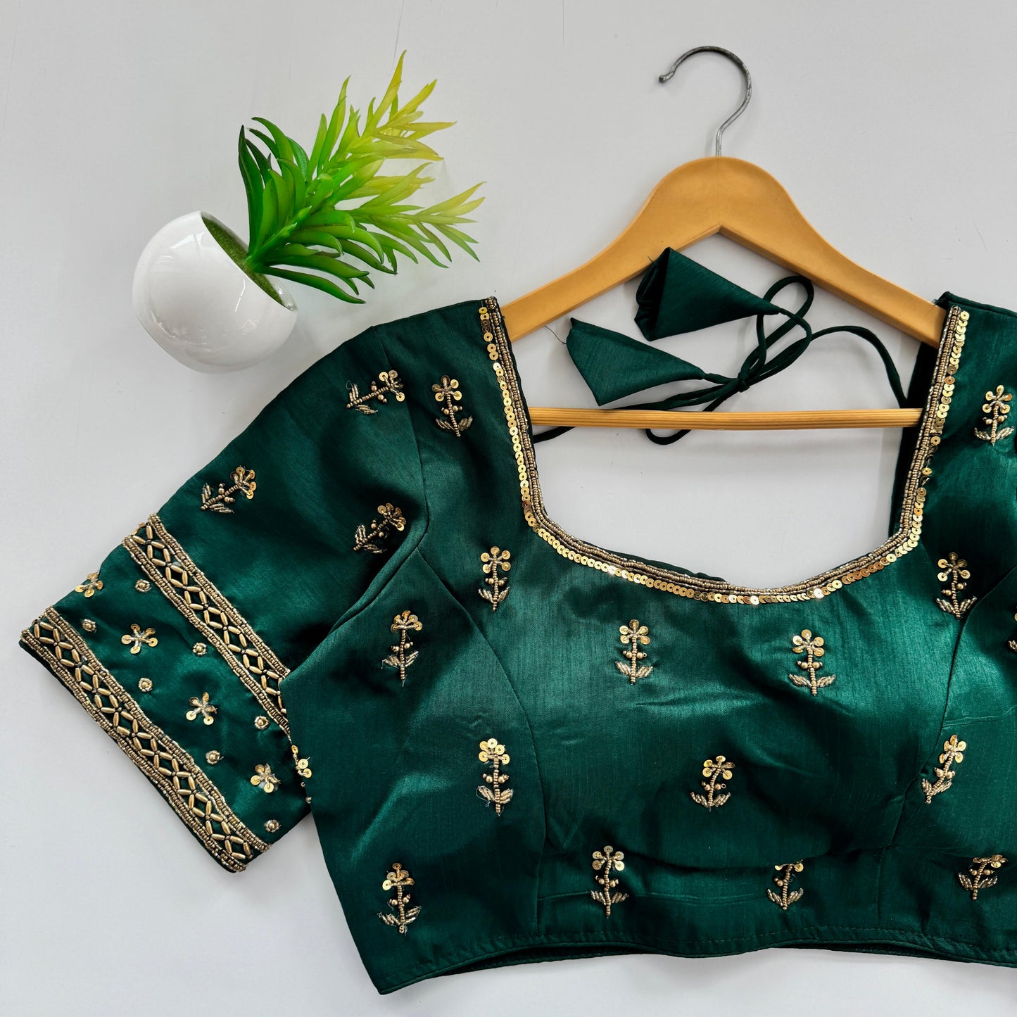 Beautiful handwork all over front and sleeves with designer handwork ready made blouse