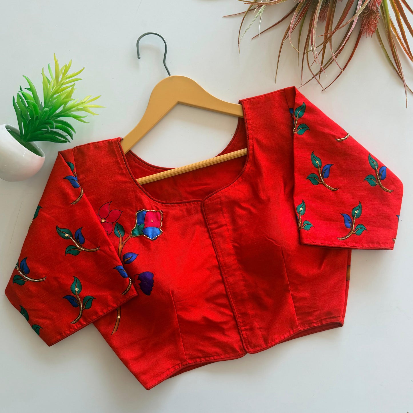 Pure silk fabric with Decent print ready made blouse