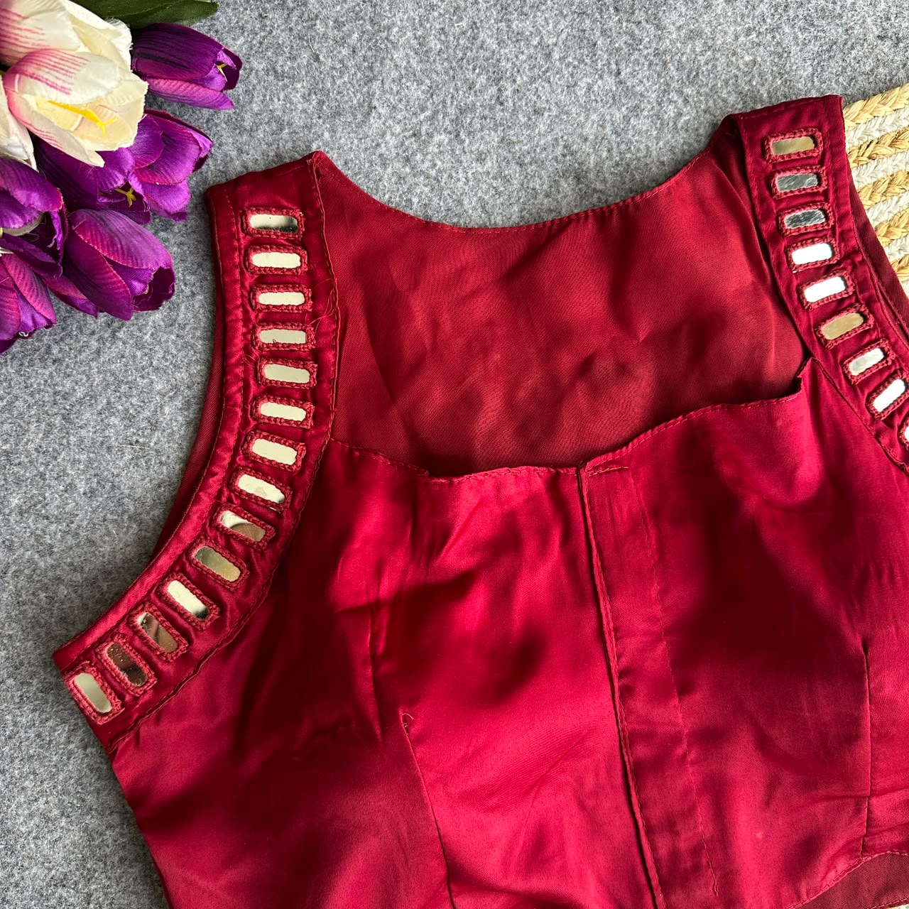Heavy Satin Hand Mirror ready made blouse