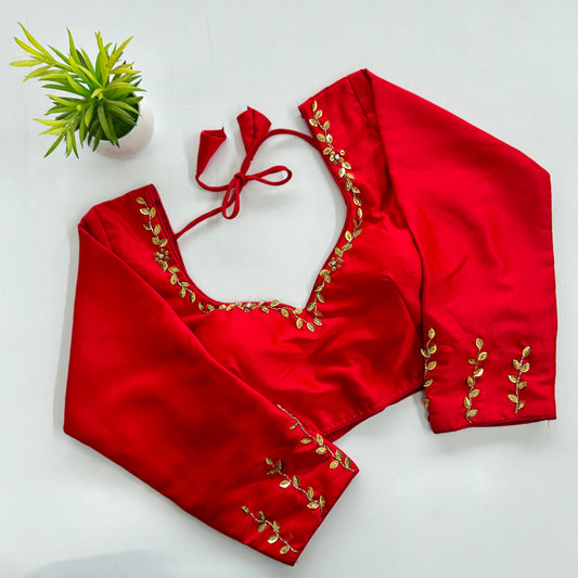 A Beauty Of Golden Handwork With Sequins All Over - Premium Readymade Blouse