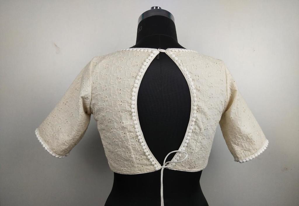 Hakoba cotton v neck backless Designer Blouse