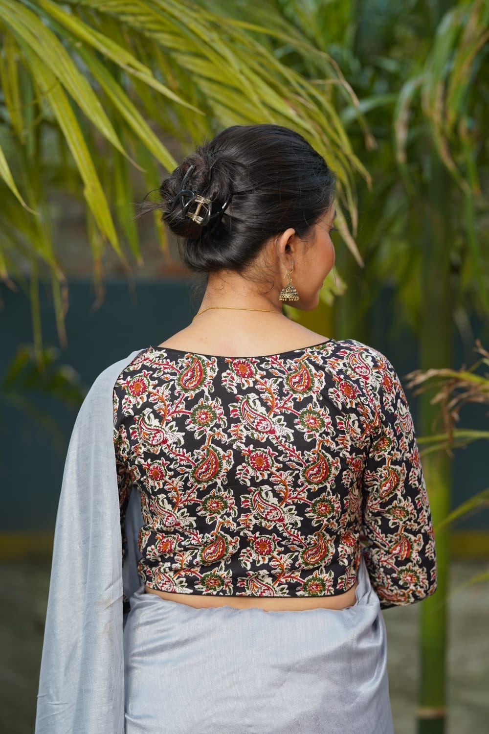 Kalamkari cotton full sleeve ready made blouse