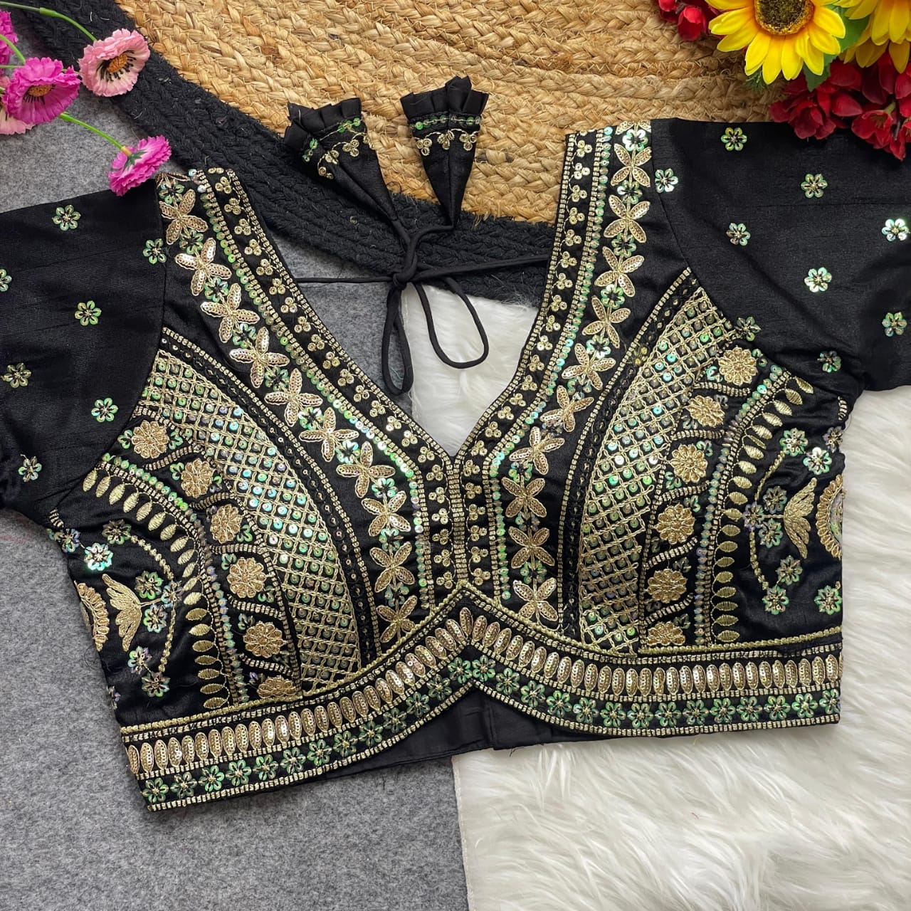 BEAUTIFUL APPLE CUT HEAVY CODDING+THREAD WORK BRIDAL  - PREMIUM READYMADE BLOUSE