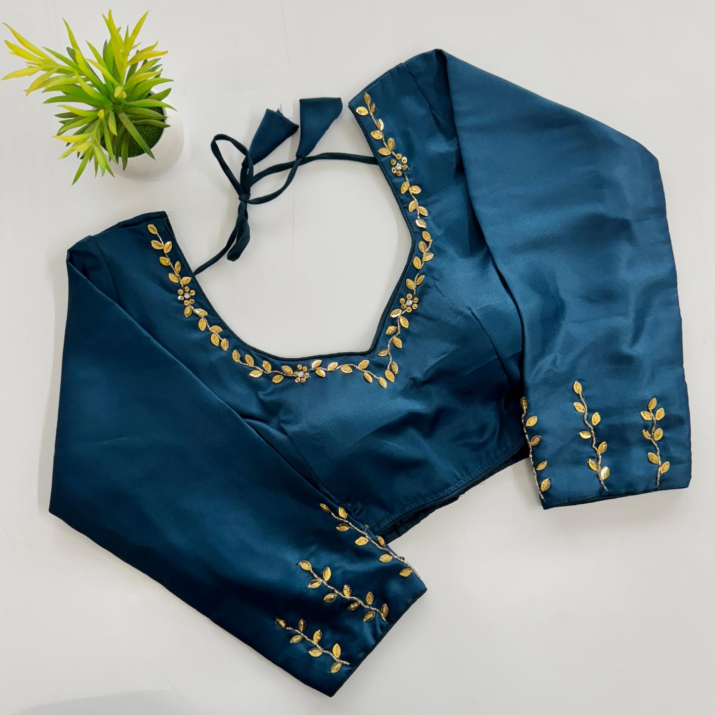 A Beauty Of Golden Handwork With Sequins All Over - Premium Readymade Blouse
