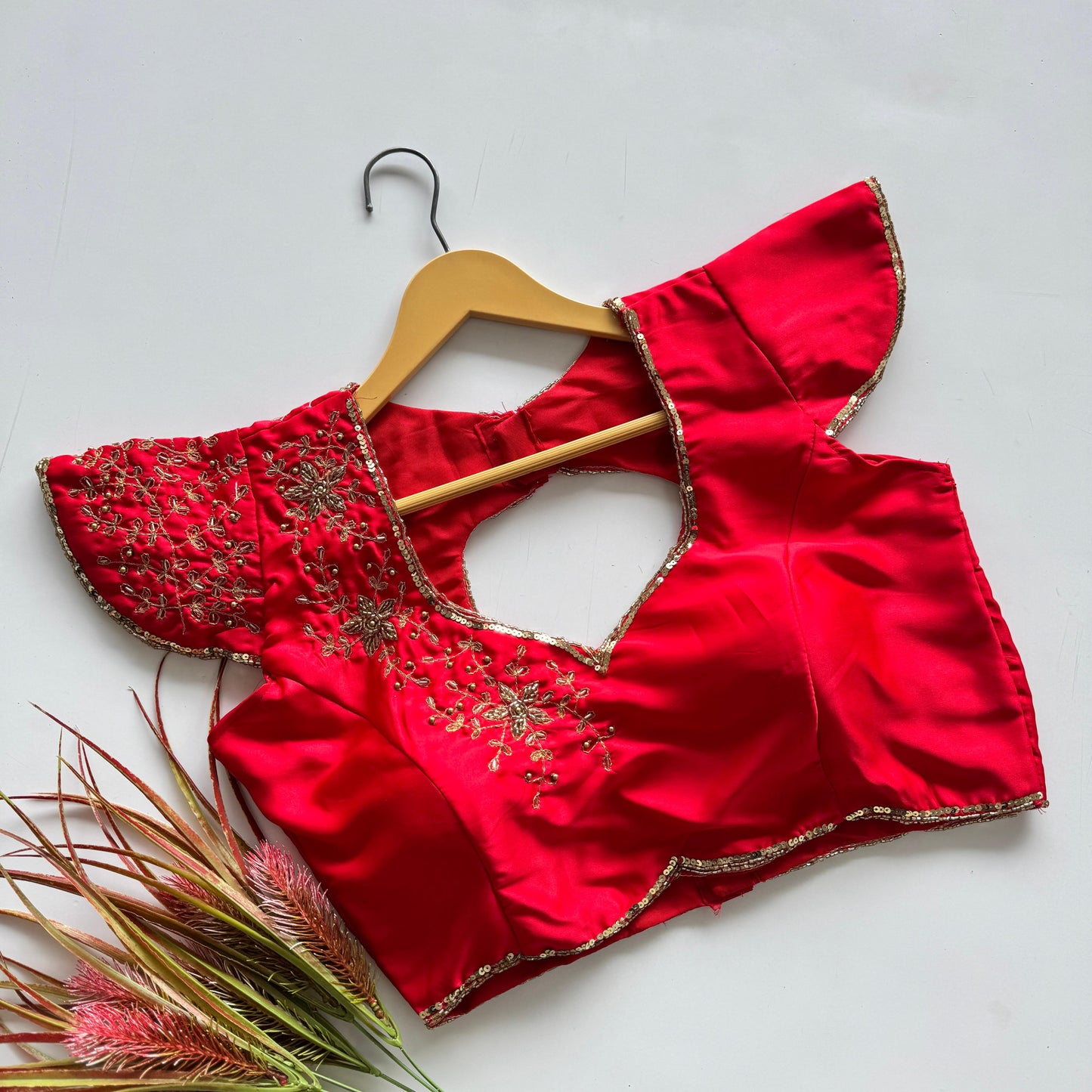 A beauty of golden handwork work all over ready made blouse