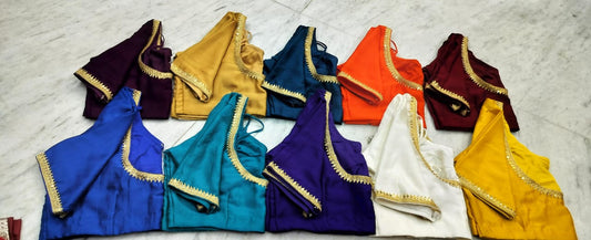Soft silk golden lace ready made blouse