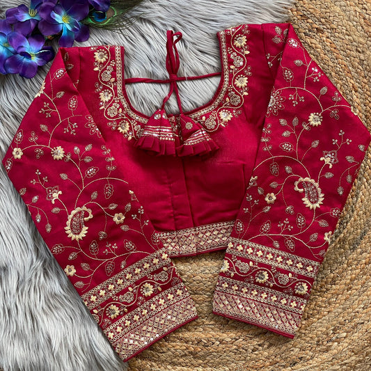 Heavy Embroidery Bridal Work ready made blouse