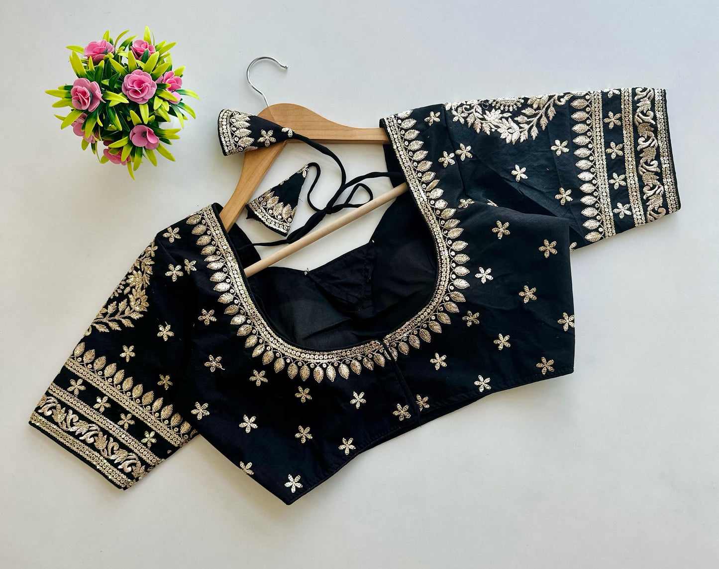 Golden Embroidery With Sequins Touch Up All Over - Premium Readymade Blouse