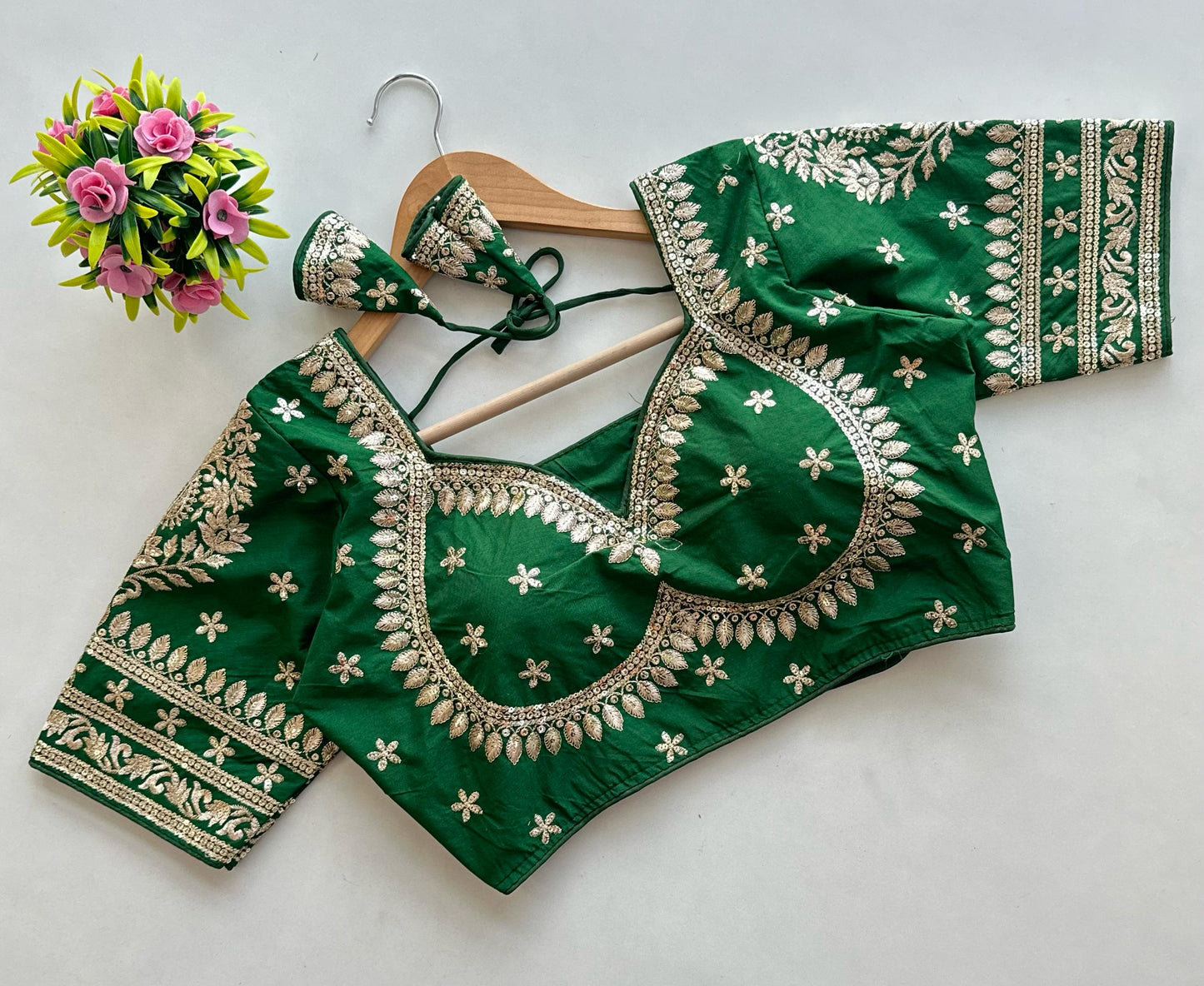 Golden Embroidery With Sequins Touch Up All Over - Premium Readymade Blouse