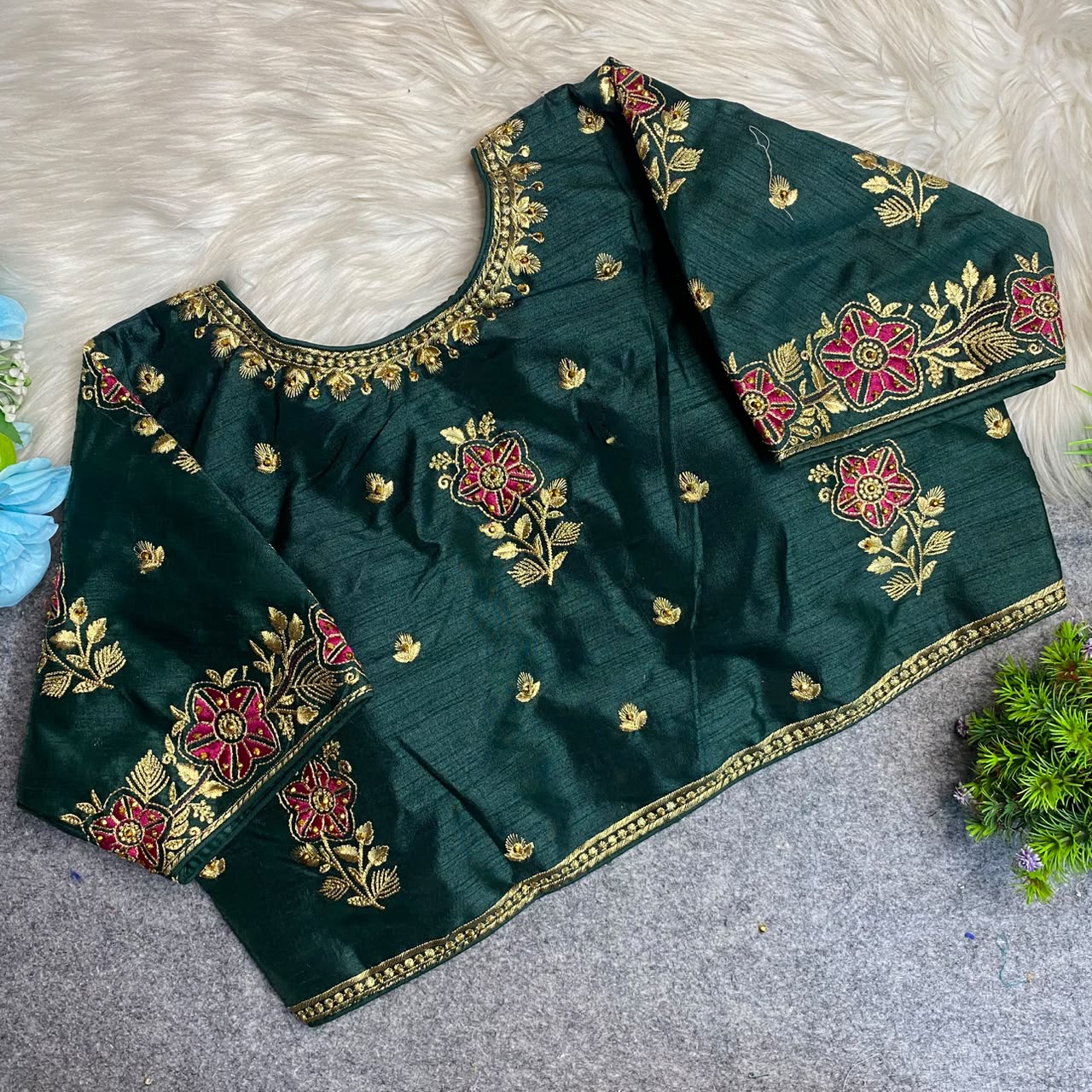 Heavy Embroidery Work ready made blouse