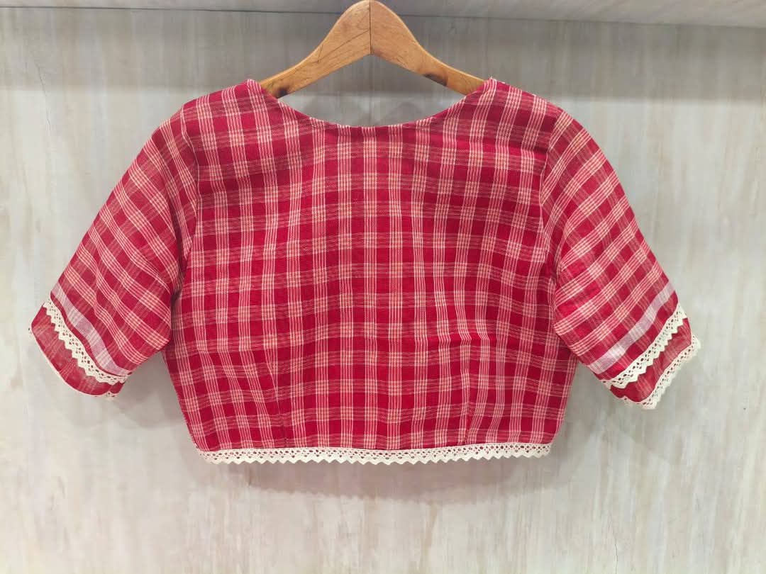 Cotton with lace work ready made blouse