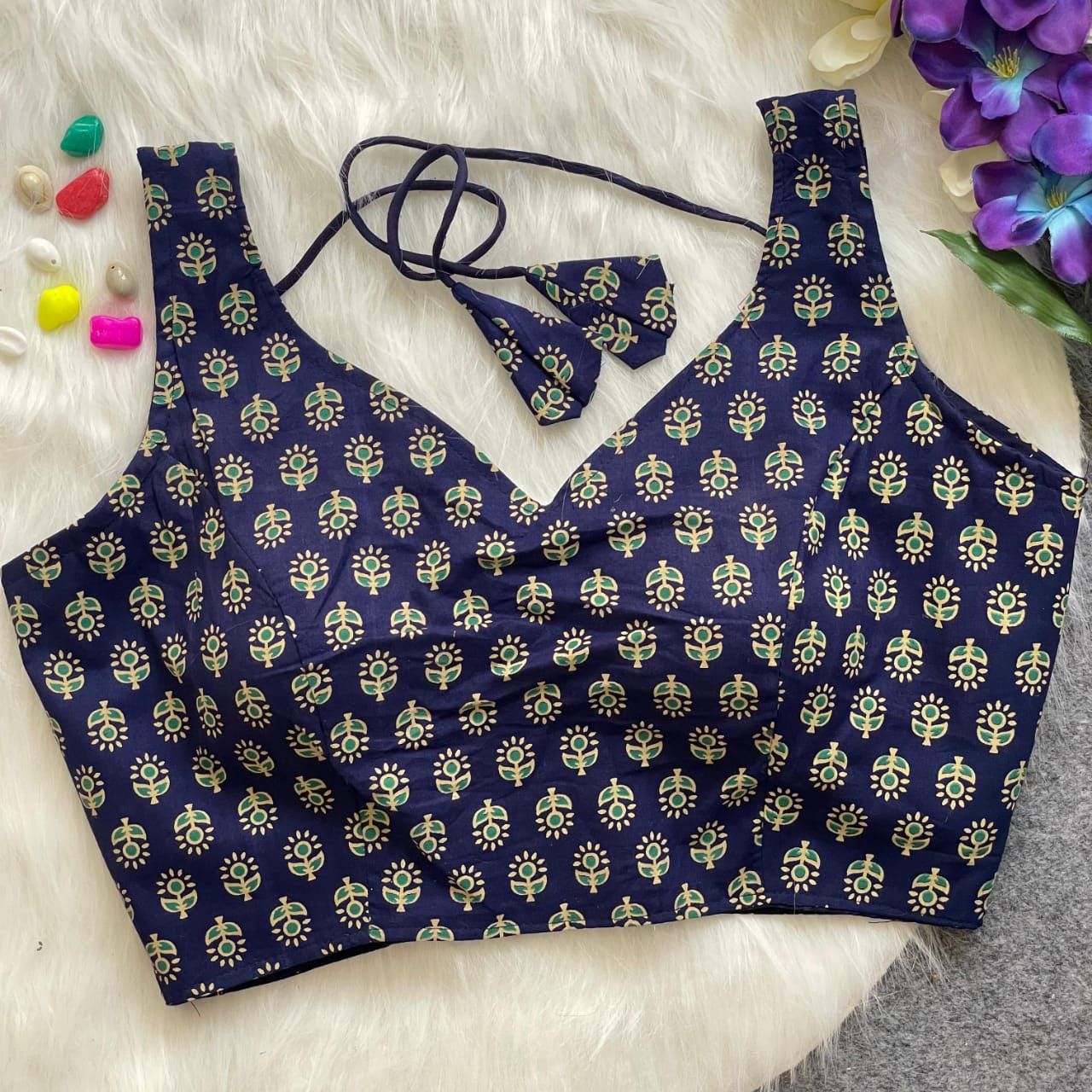 Ajrakh HandBlock Pure Cotton - Premium Readymade Blouse