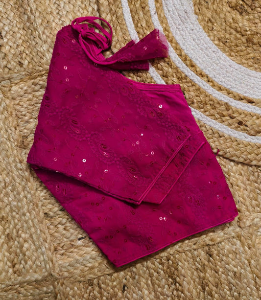 Chikonkari boatneck ready made blouse