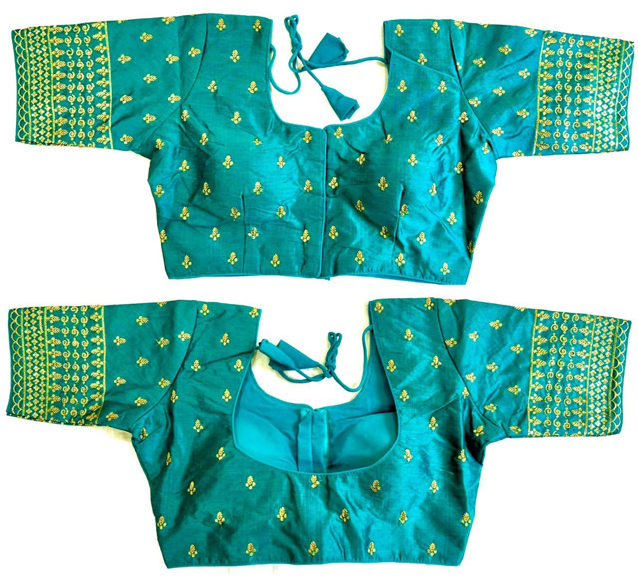 Heavy Silk fabric sequins work, thread and zari work ready made blouse