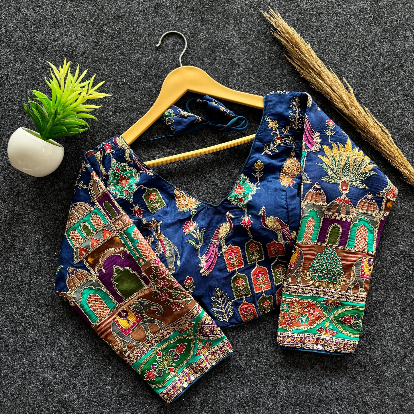 Beautiful flower print print all over blouse with embroidery work ready made blouse