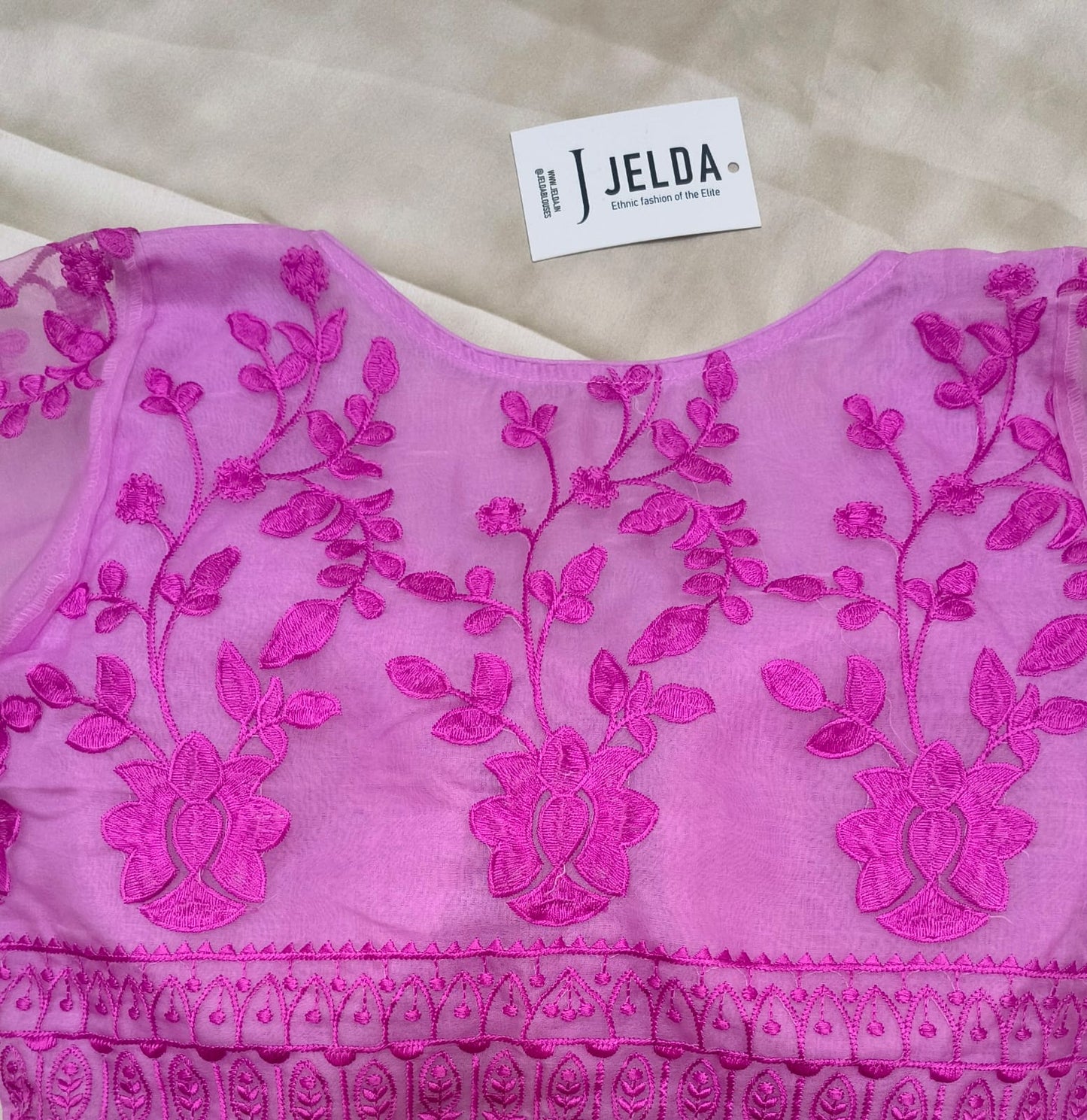 Embroidery work net ready made blouse
