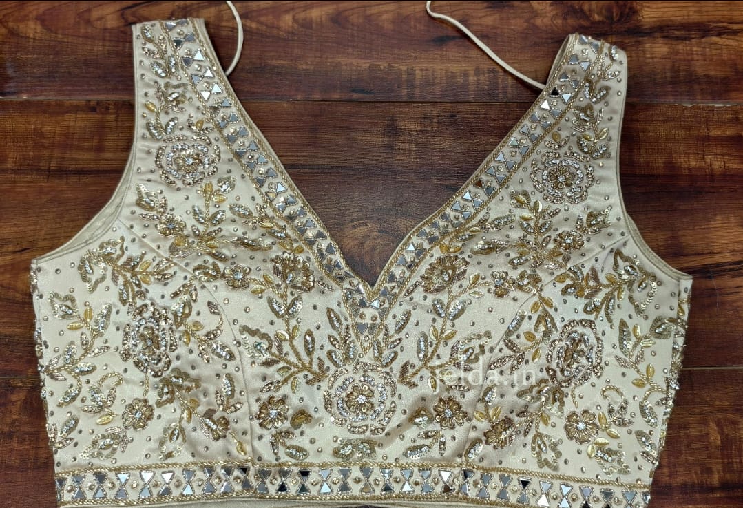 Heavy Embroidery work sleeveless - custom made blouses
