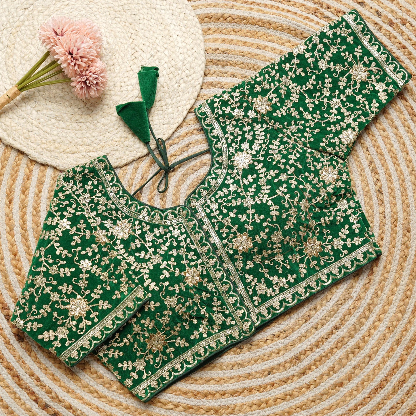 Heavy embroidery work touch up with sequins all over ready made blouses