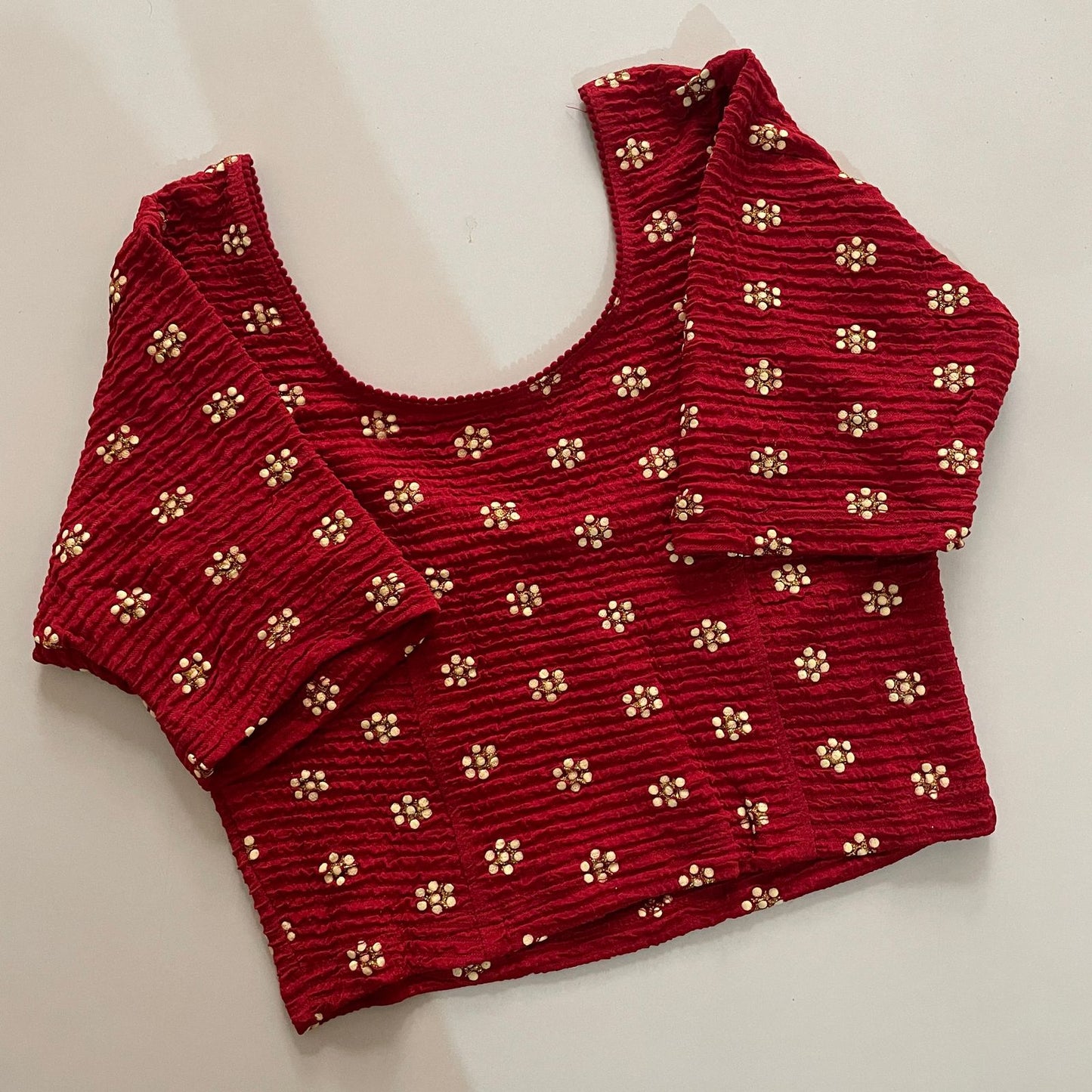 STRETCHABLE CRUSH WITH FOIL WORK - PREMIUM READY MADE BLOUSE