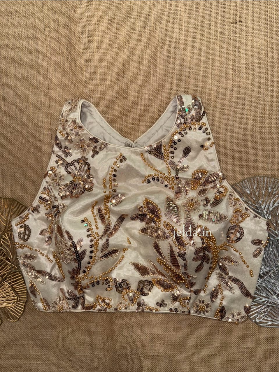 High-Neck Heavy Embroidered Blouses – Designer Sequin Edition