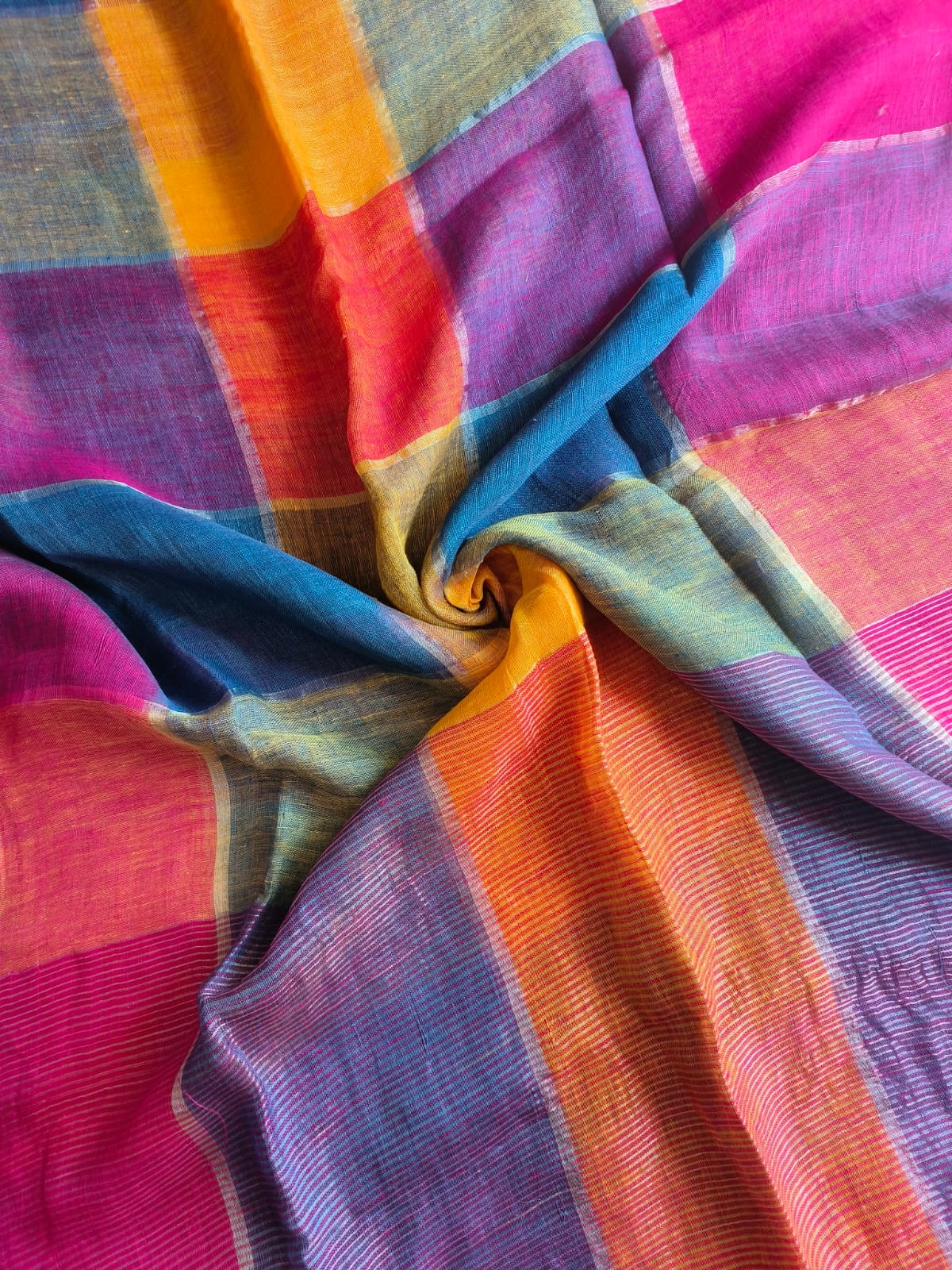 Pure multi colour linen by linen & zari sarees