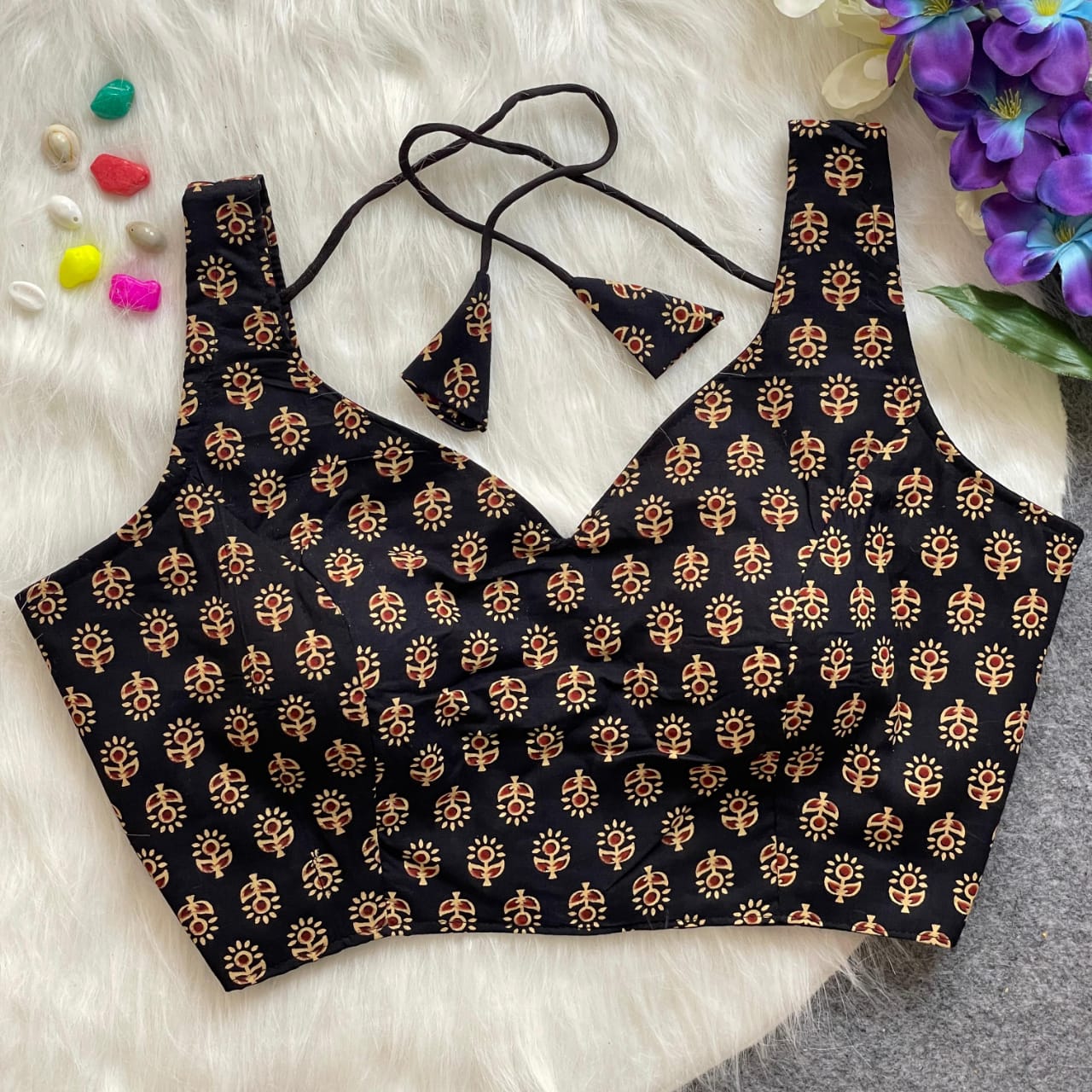 Ajrakh HandBlock Pure Cotton - Premium Readymade Blouse