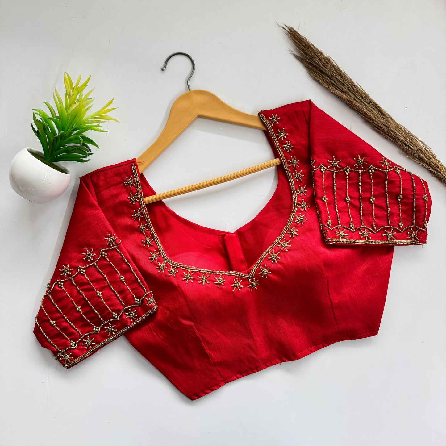Beautiful handwork all over front and sleeves with designer handwork ready made blouse